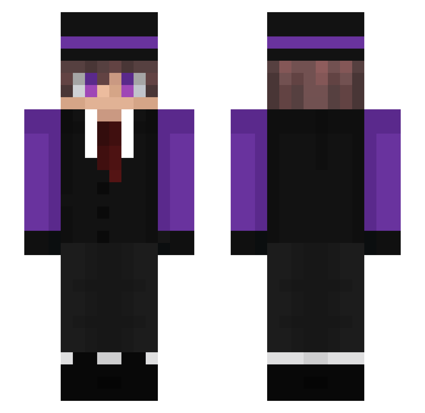 xFaniac Minecraft skin, front and back view