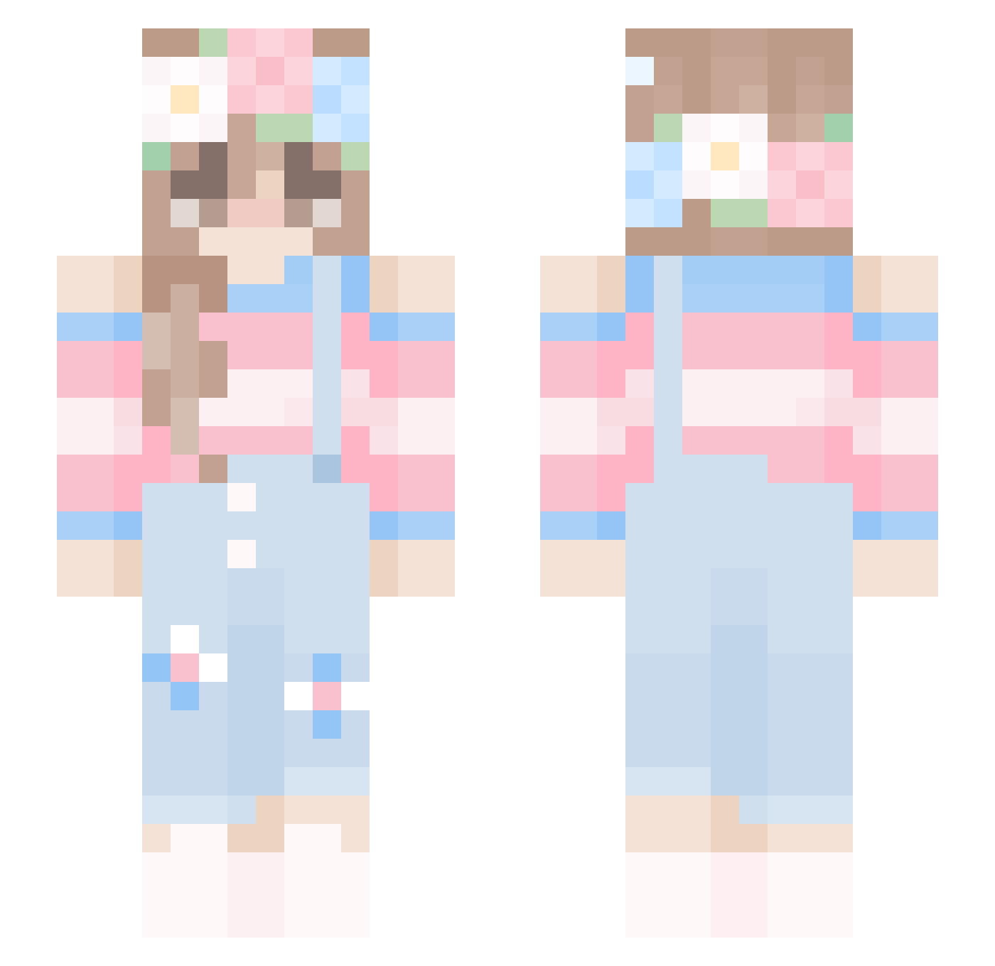 masterphilias Minecraft skin, front and back view