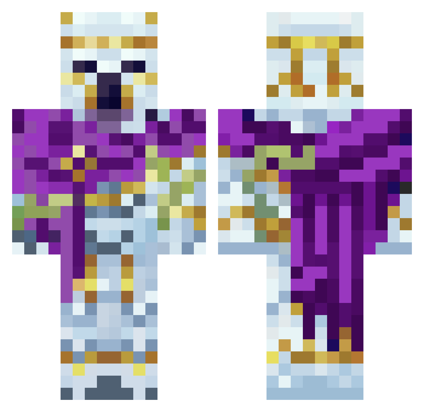 TNQR_knight Minecraft skin, front and back view