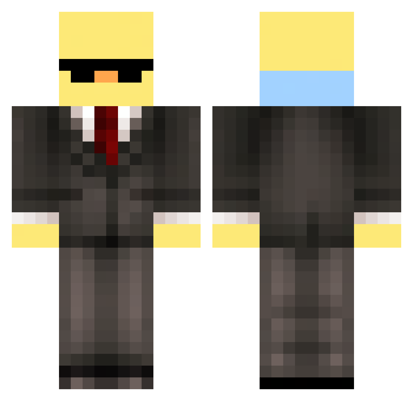 BIBIRD Minecraft skin, front and back view