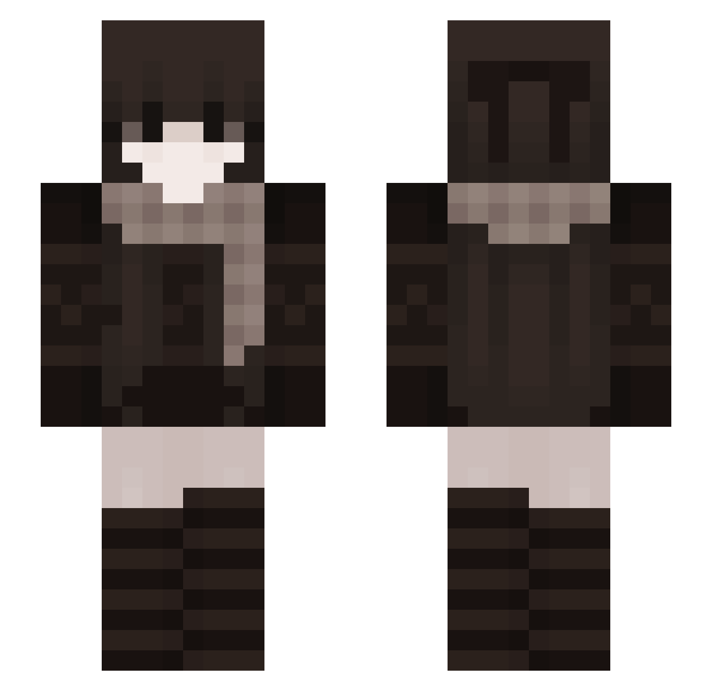 mad6ie Minecraft skin, front and back view