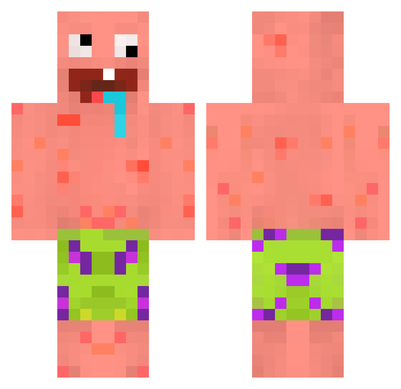 Stupidlittleca Minecraft skin, front and back view