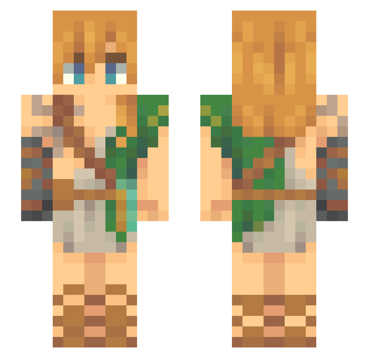 mayscracked Minecraft skin, front and back view