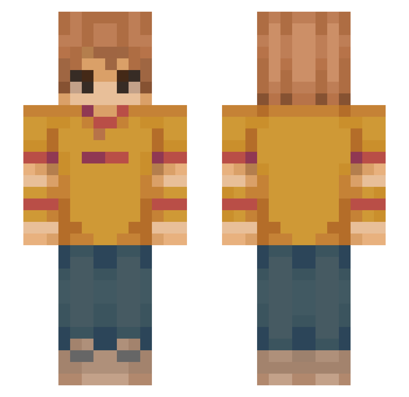 Mazoqys Minecraft skin, front and back view