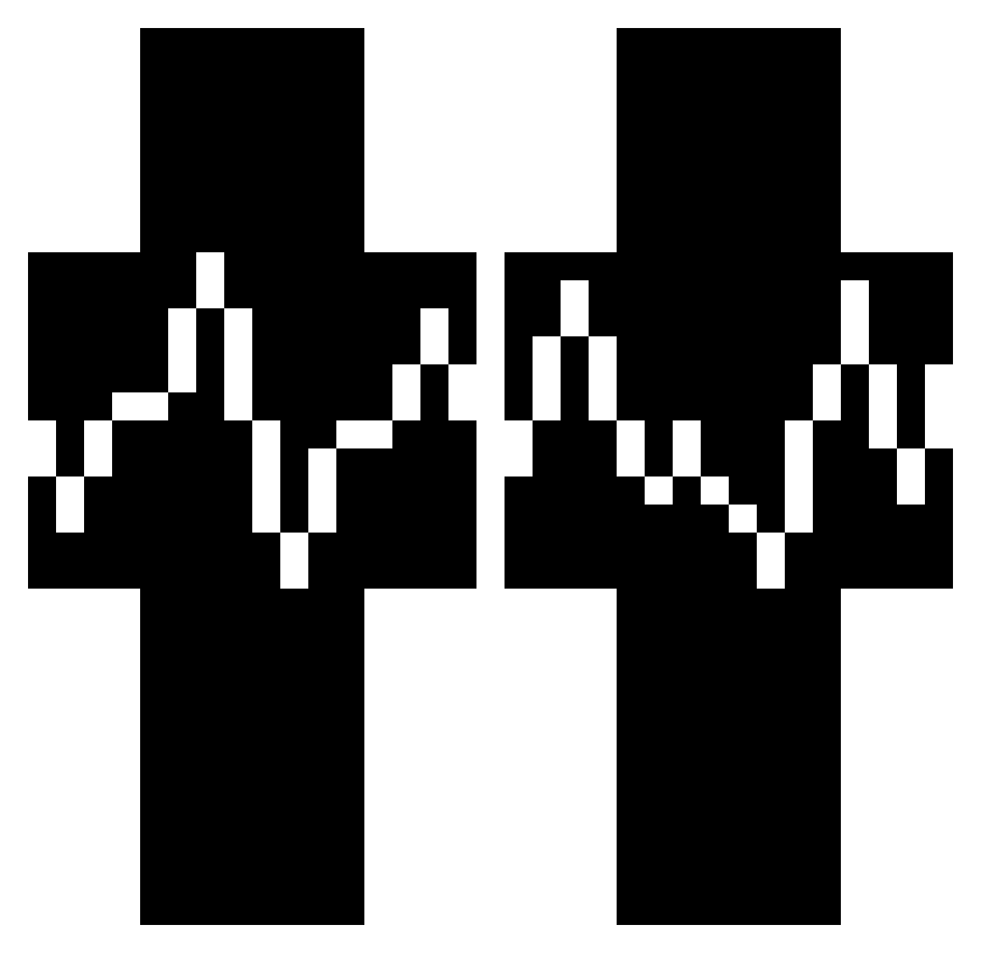 Unshayned Minecraft skin, front and back view