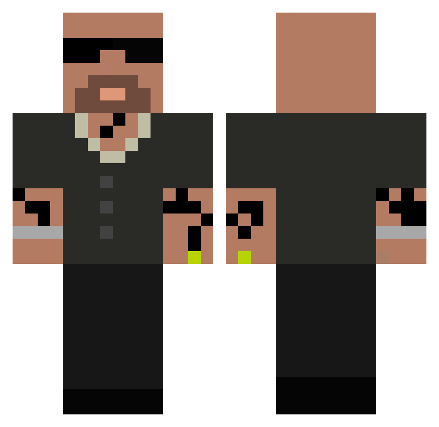 Noanent Minecraft skin, front and back view