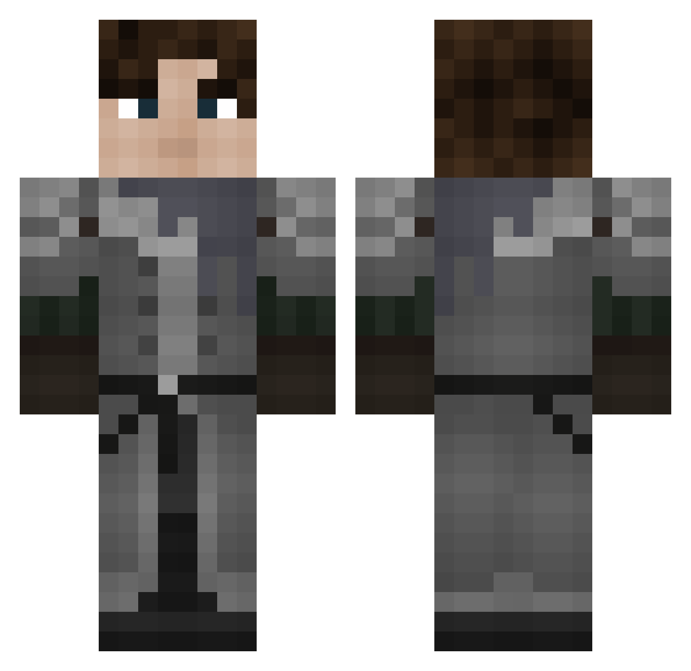 Michaecide Minecraft skin, front and back view