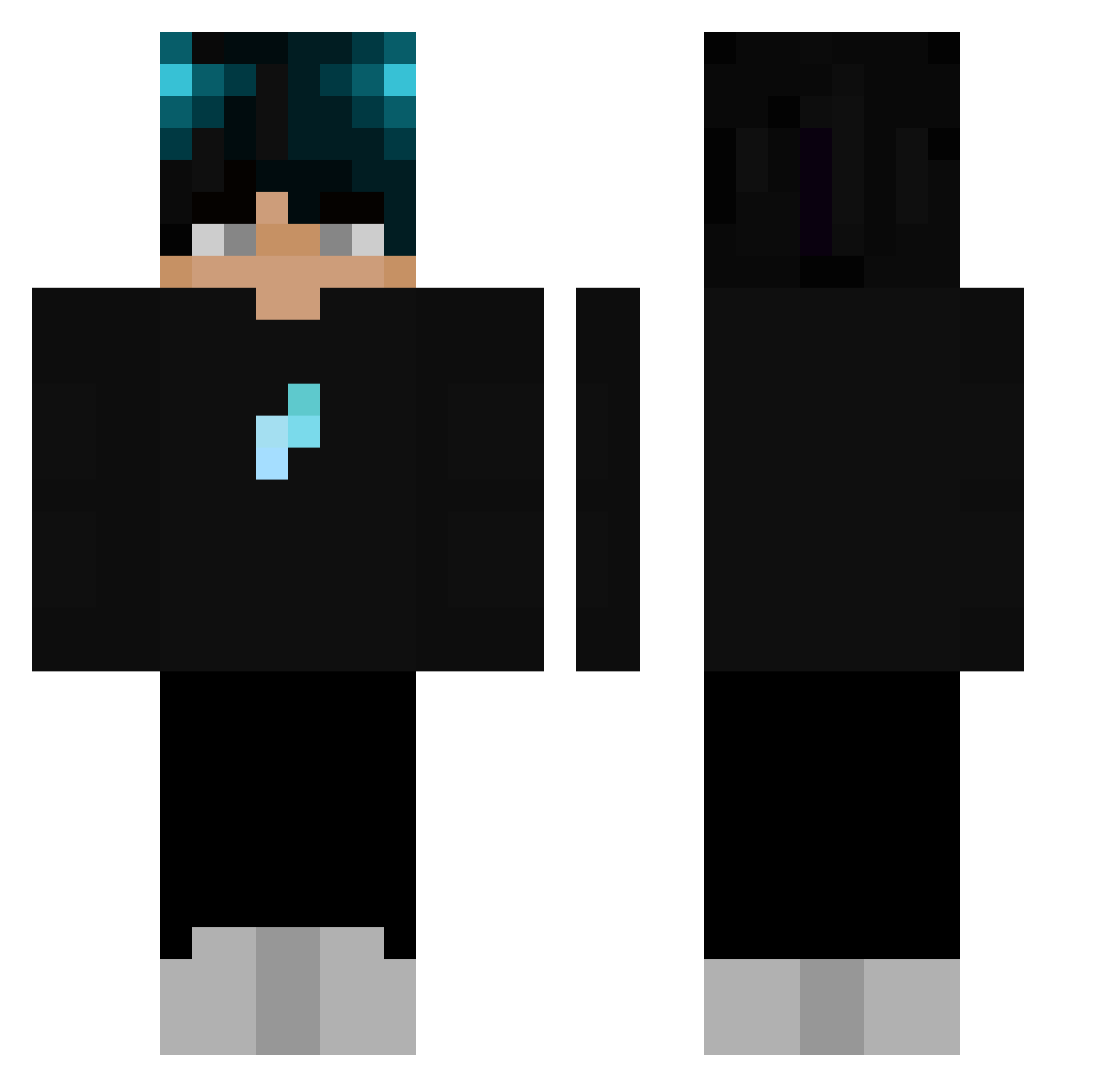 PoorOnACookieAlt Minecraft skin, front and back view