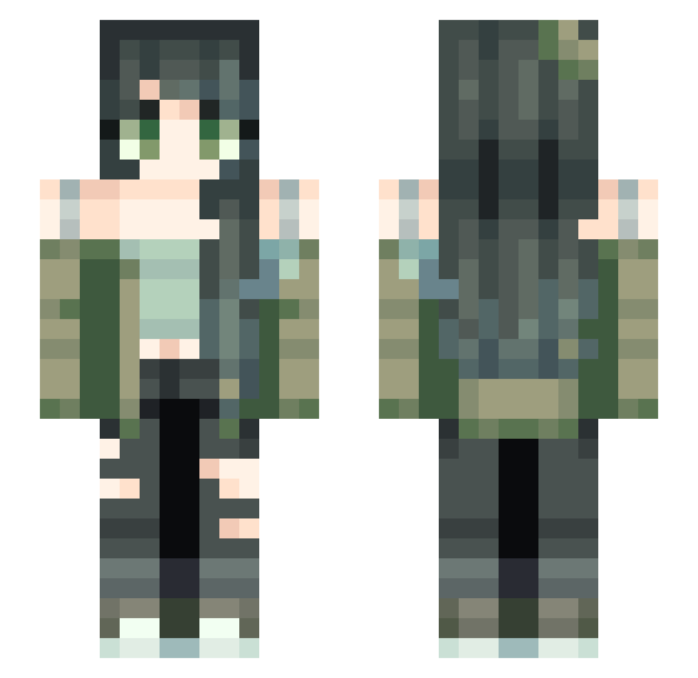 xHuntressx8 Minecraft skin, front and back view
