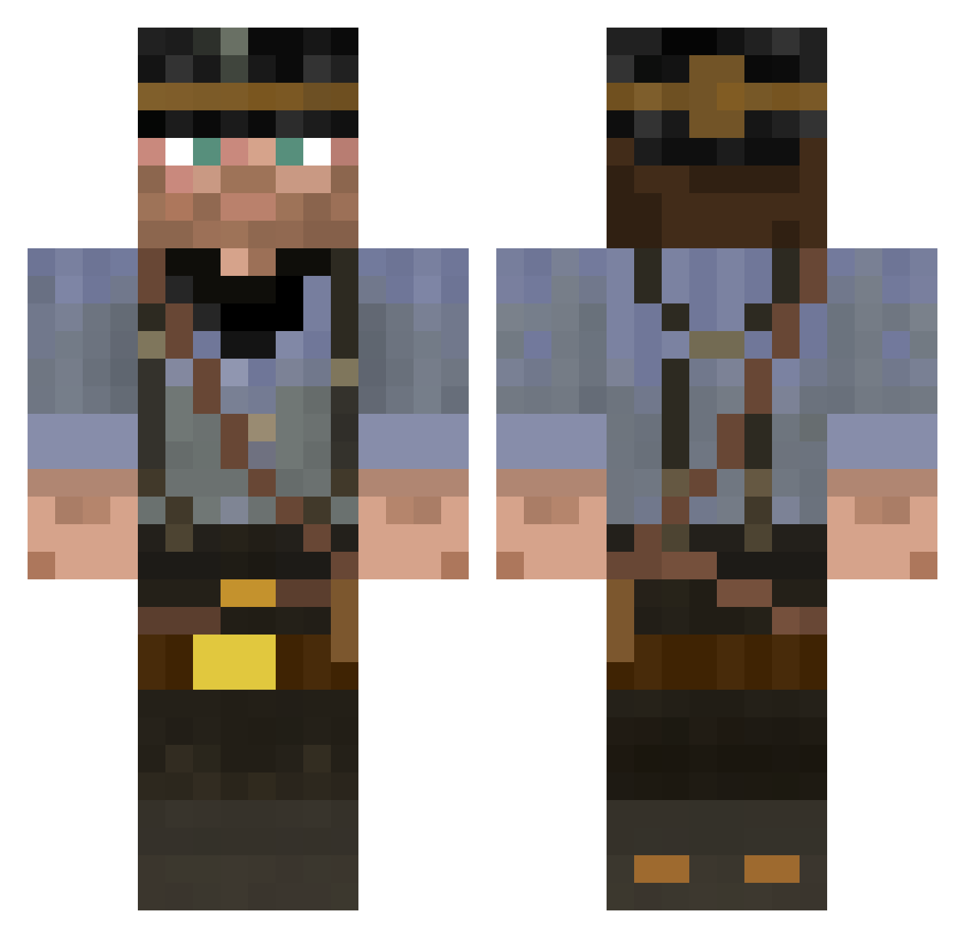 TomBlaga Minecraft skin, front and back view