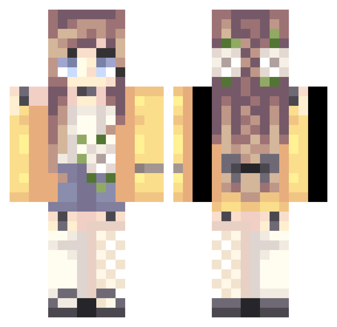 kanbula Minecraft skin, front and back view