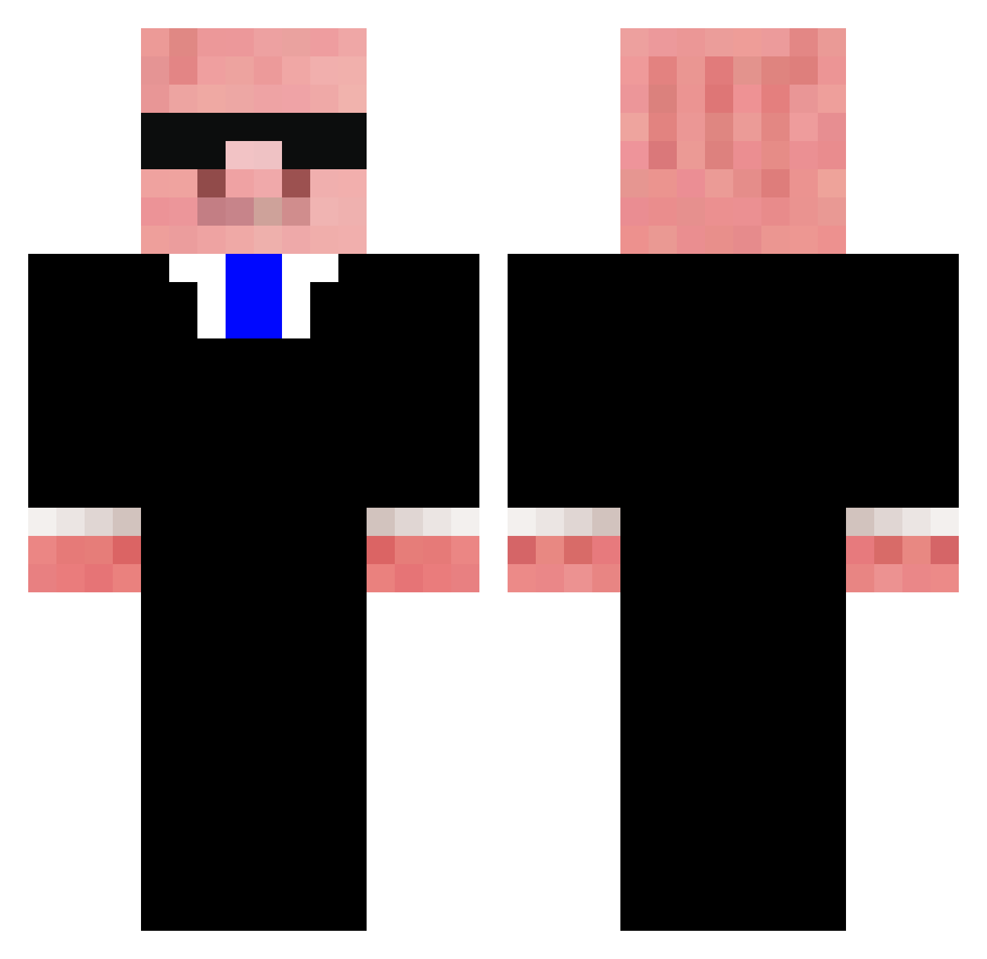 Distrusted Minecraft skin, front and back view