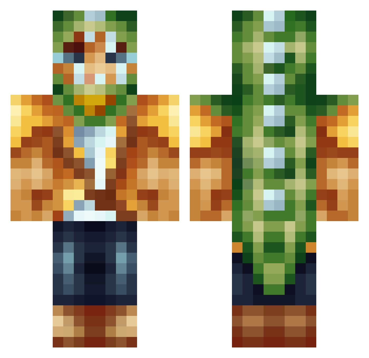 Refti Minecraft skin, front and back view
