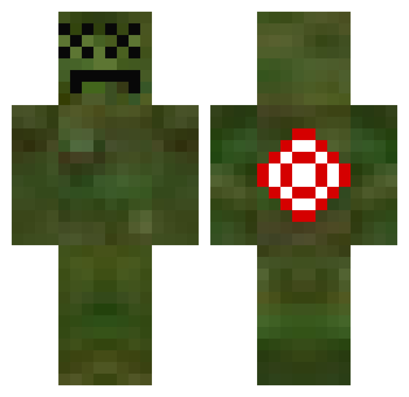 Themed Minecraft skin, front and back view