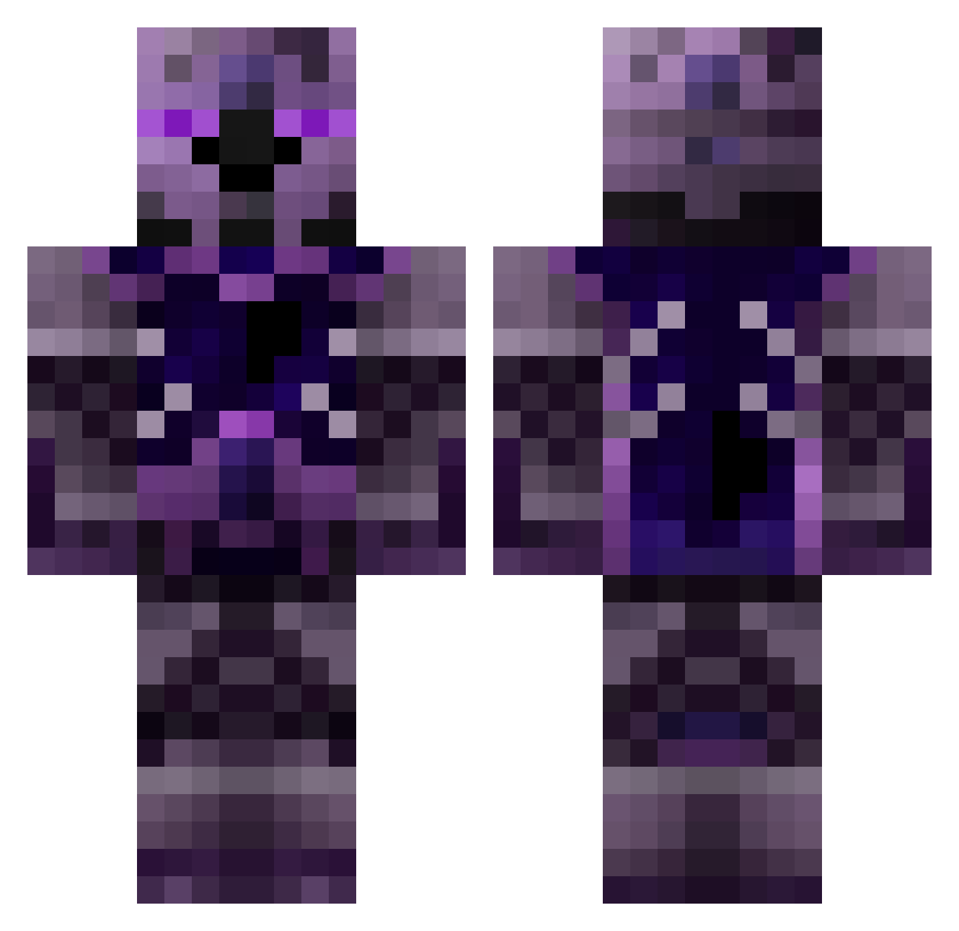 SunnyGlitter Minecraft skin, front and back view