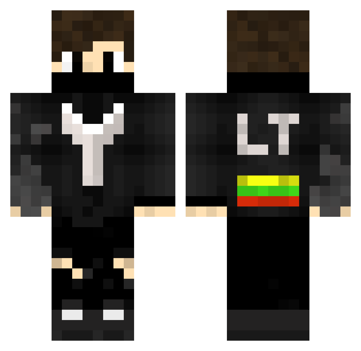Yozis Minecraft skin, front and back view