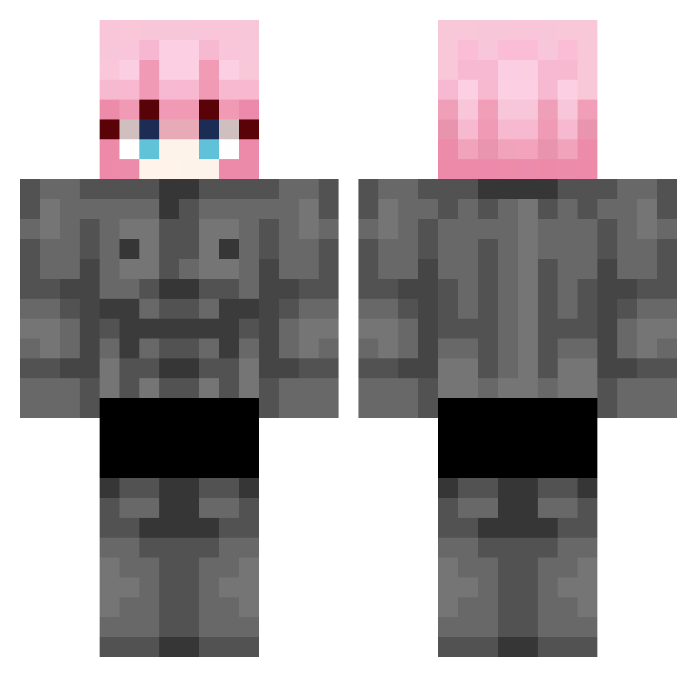 DeficytBab Minecraft skin, front and back view