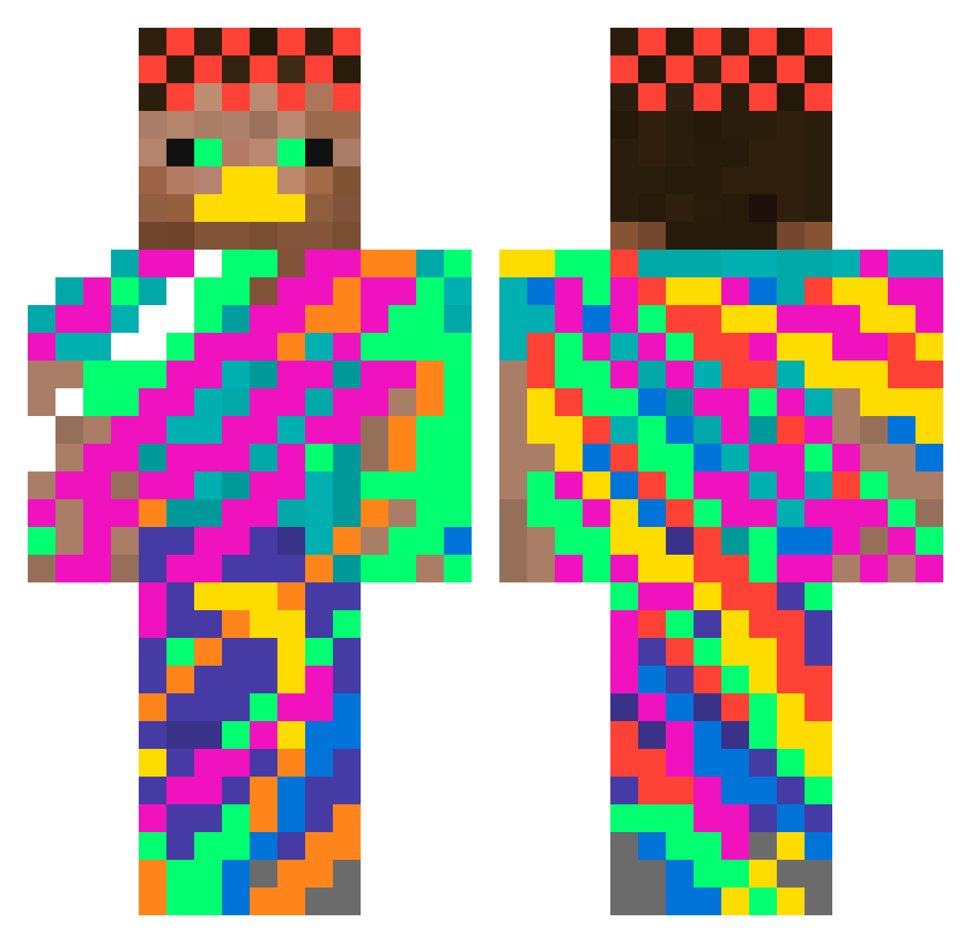 Facies Minecraft skin, front and back view