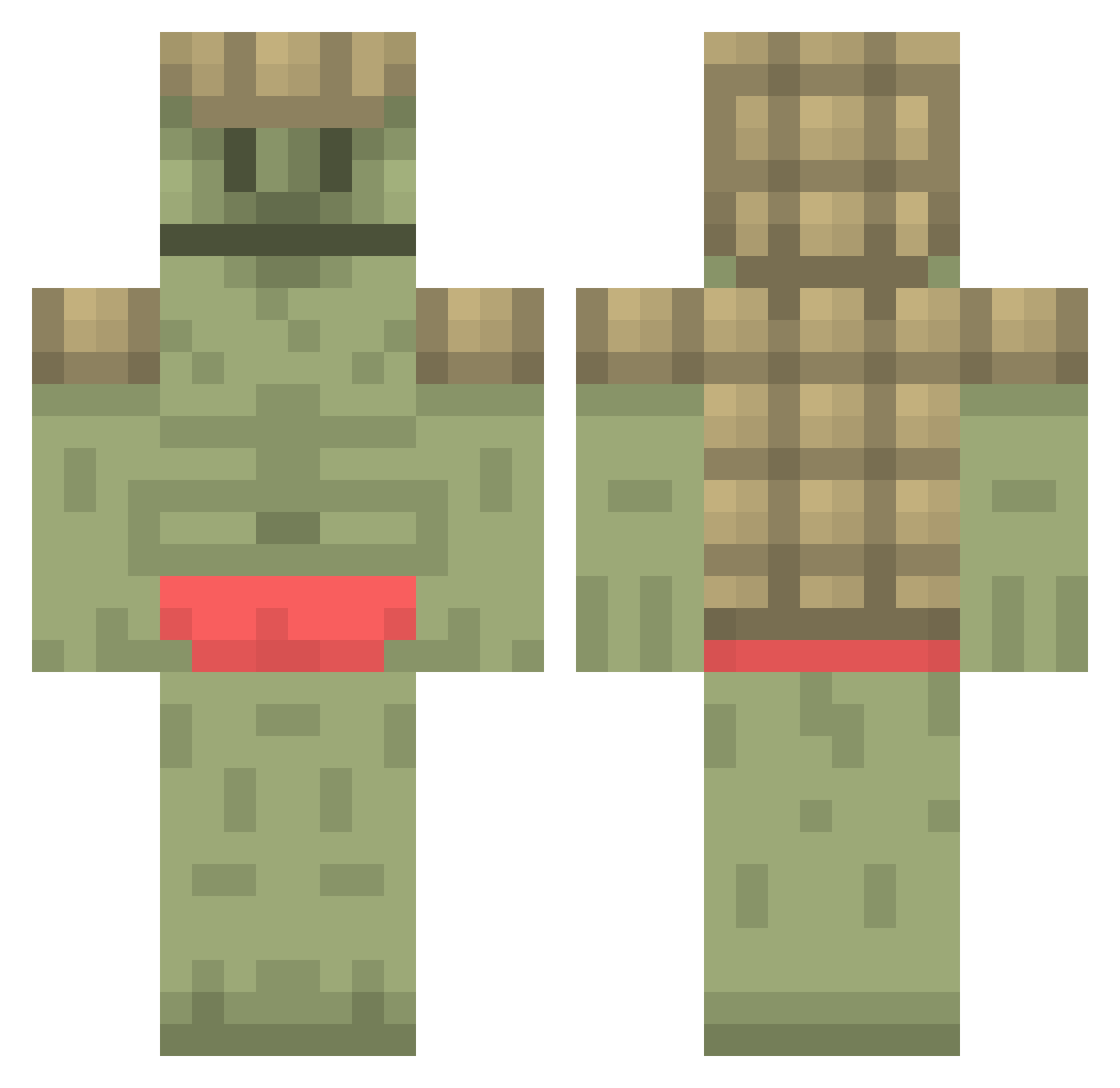Ankylosaur Minecraft skin, front and back view