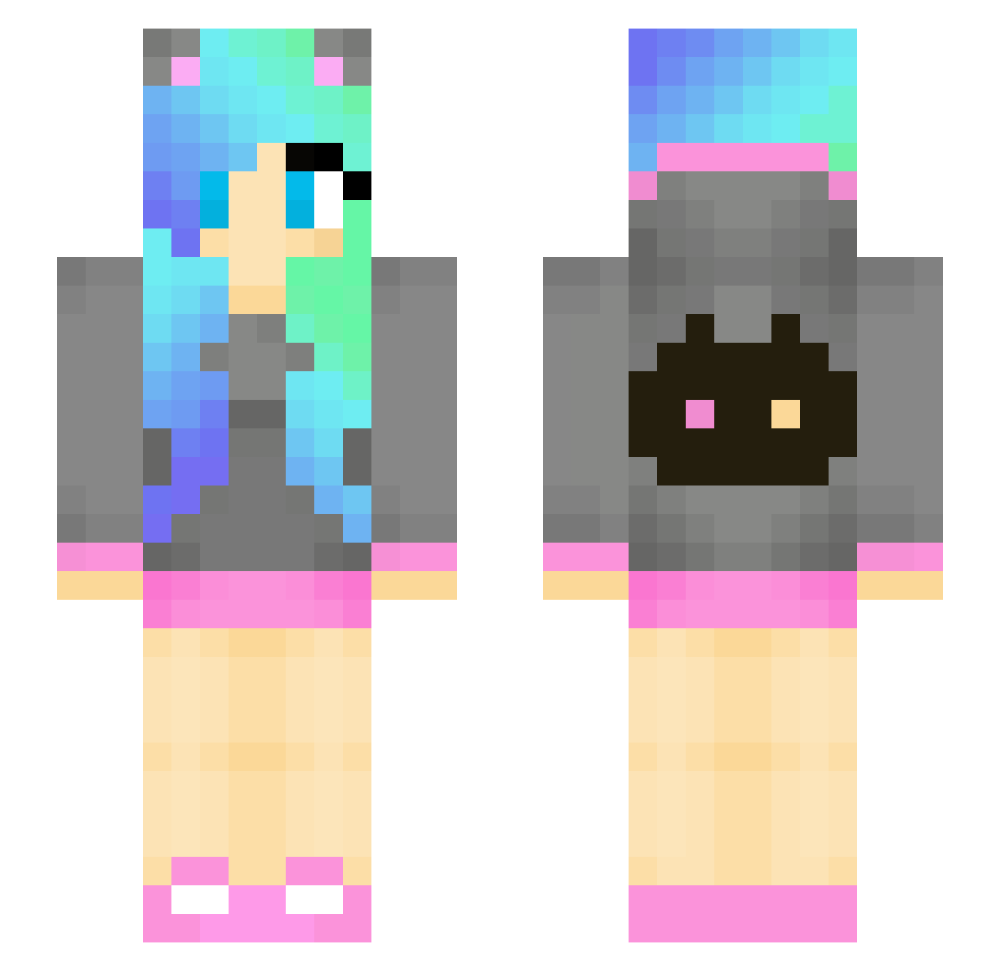 Maldices Minecraft skin, front and back view