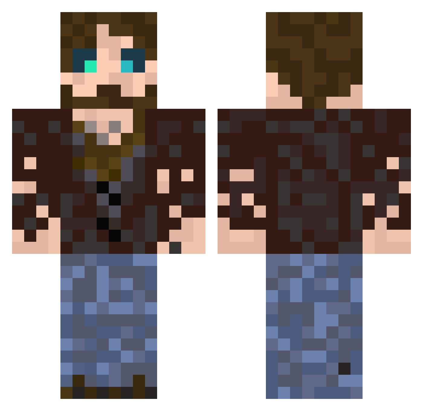 MEWH0 Minecraft skin, front and back view