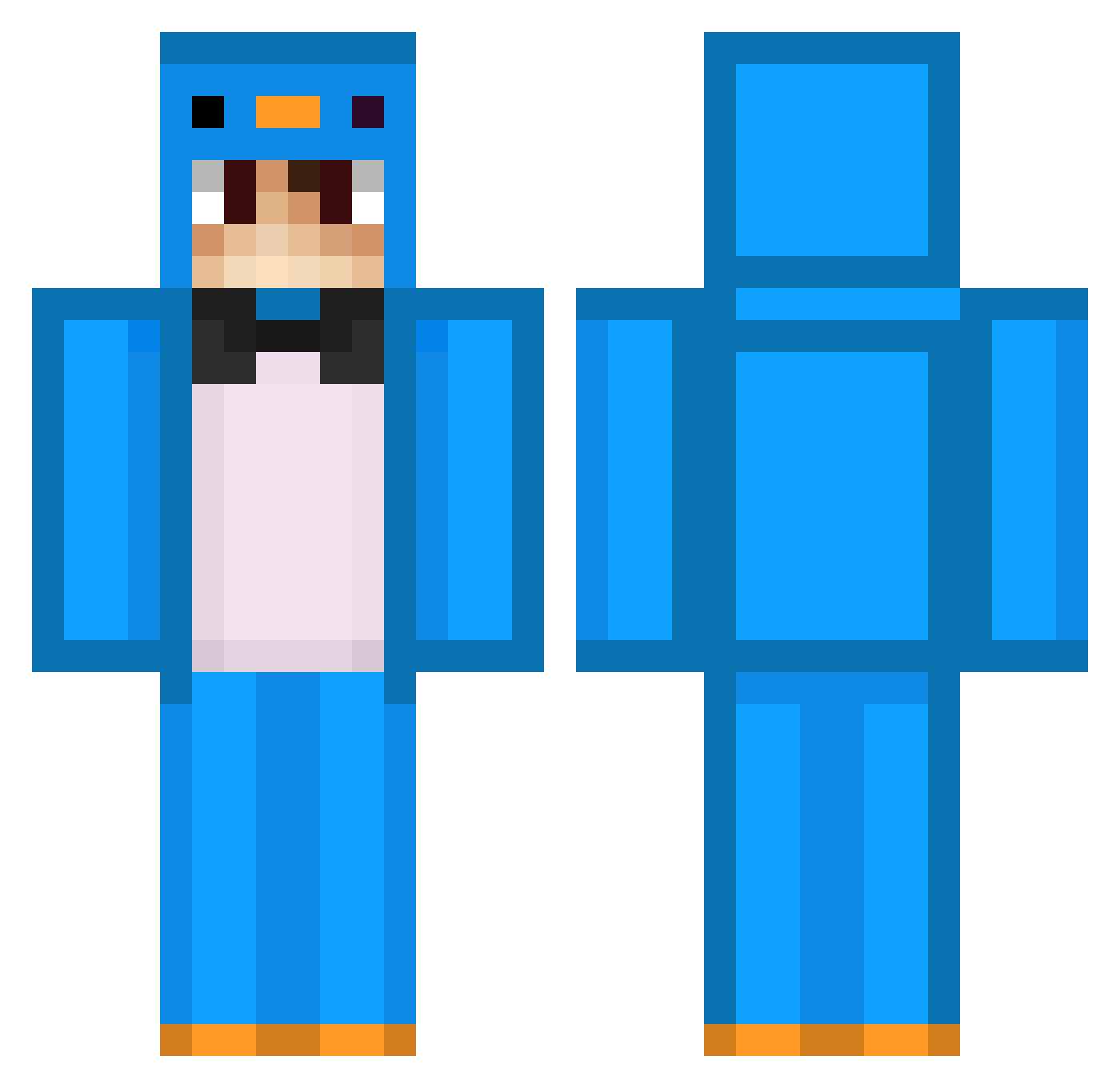 Hazekh Minecraft skin, front and back view