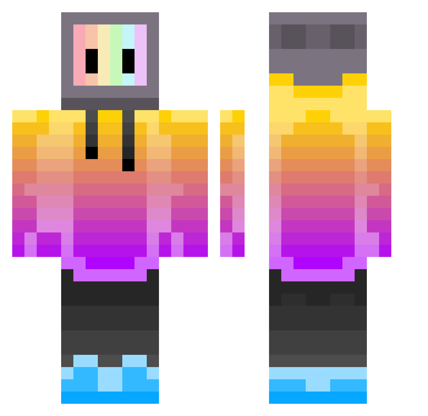 lordbunner Minecraft skin, front and back view
