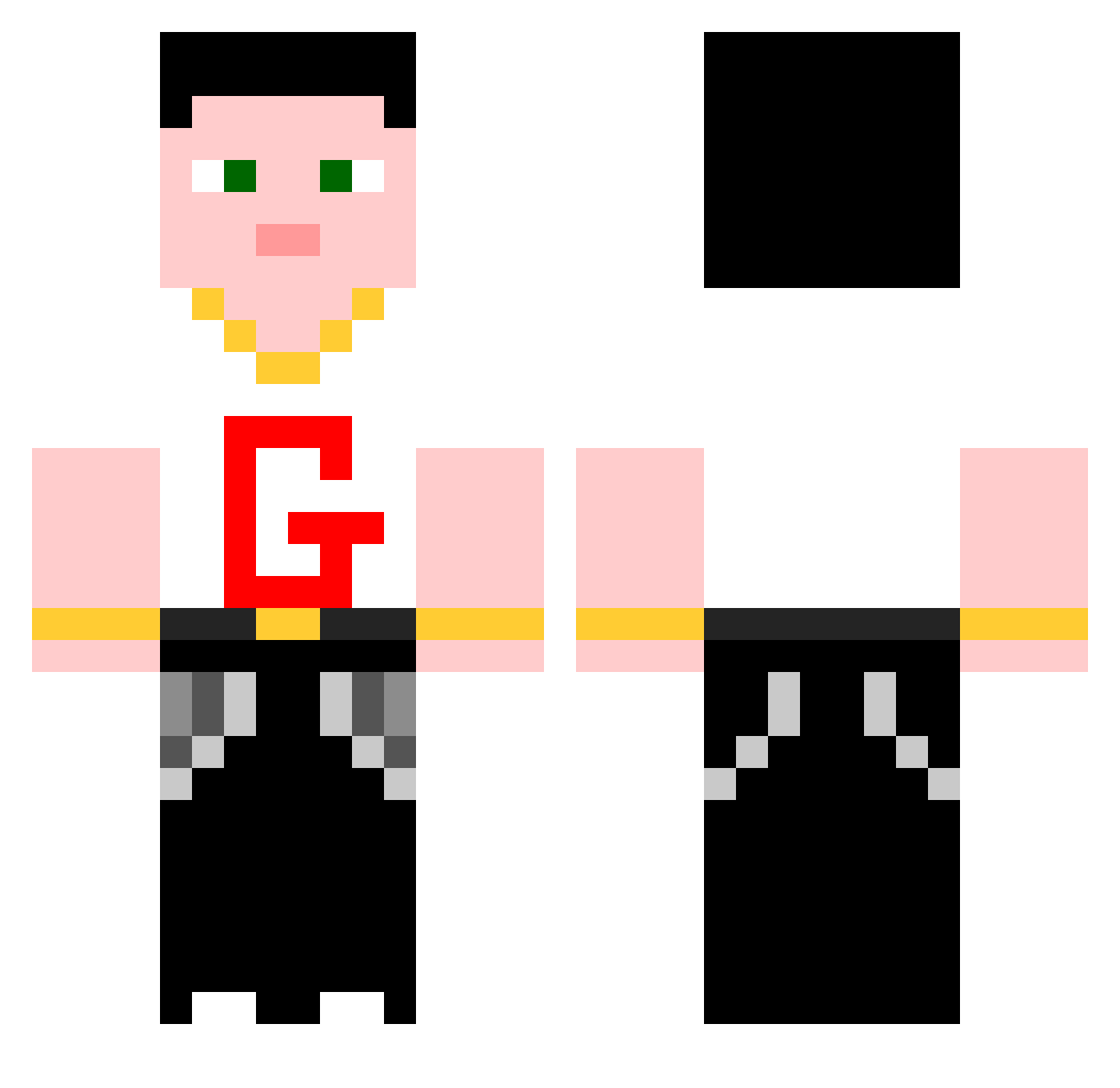 oSuSpect Minecraft skin, front and back view