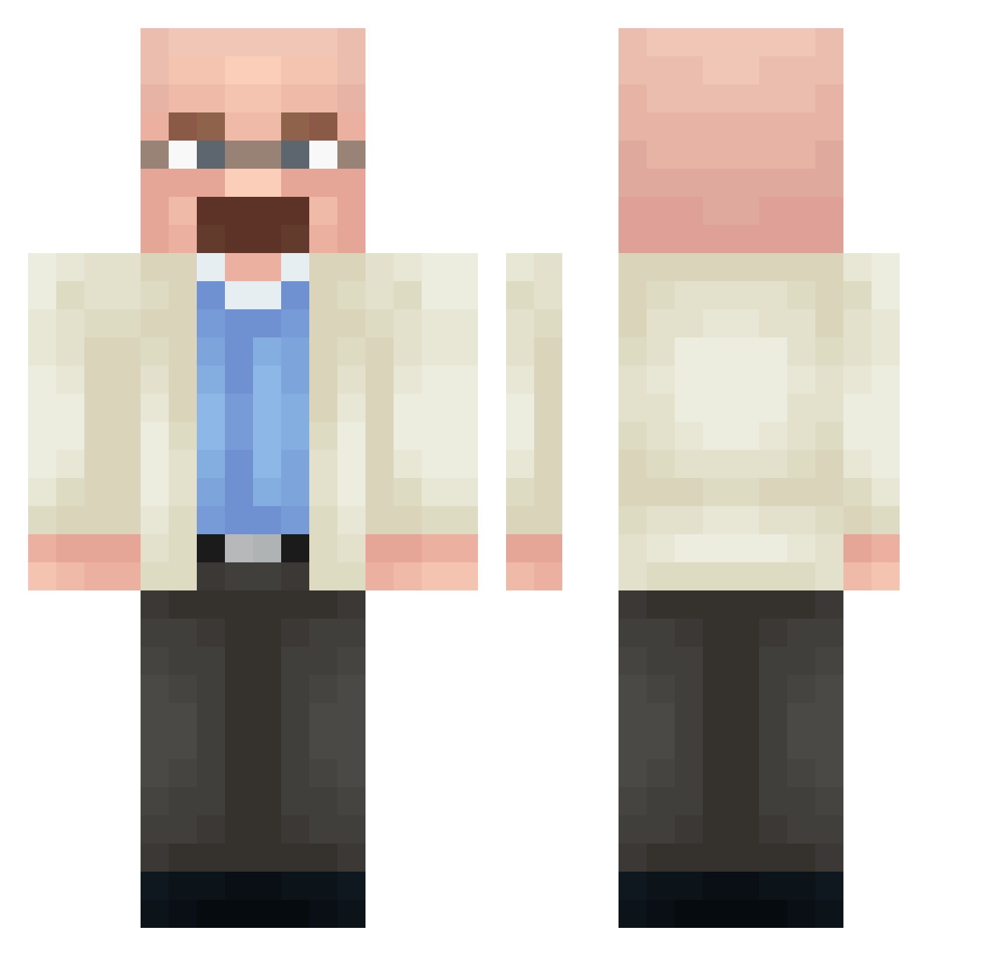 Luvi1090 Minecraft skin, front and back view