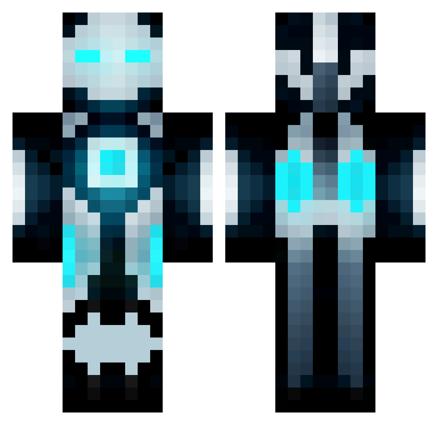 d8exe Minecraft skin, front and back view