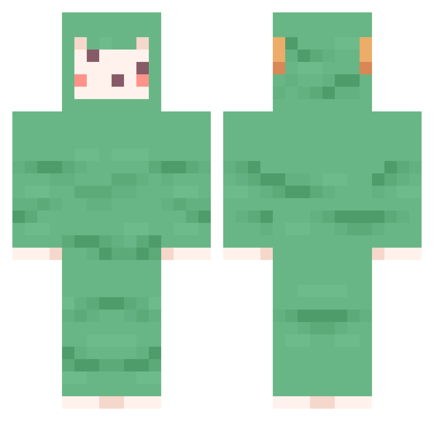 Mordit Minecraft skin, front and back view