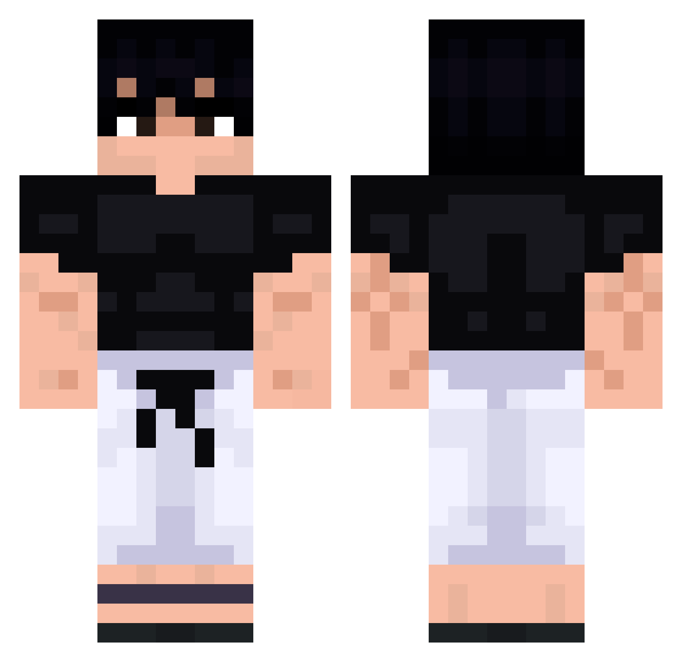 Manusama Minecraft skin, front and back view
