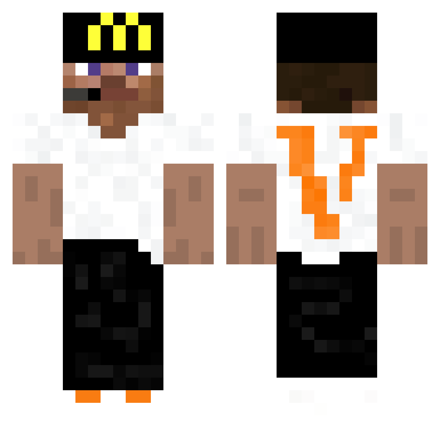 Ervx1337 Minecraft skin, front and back view