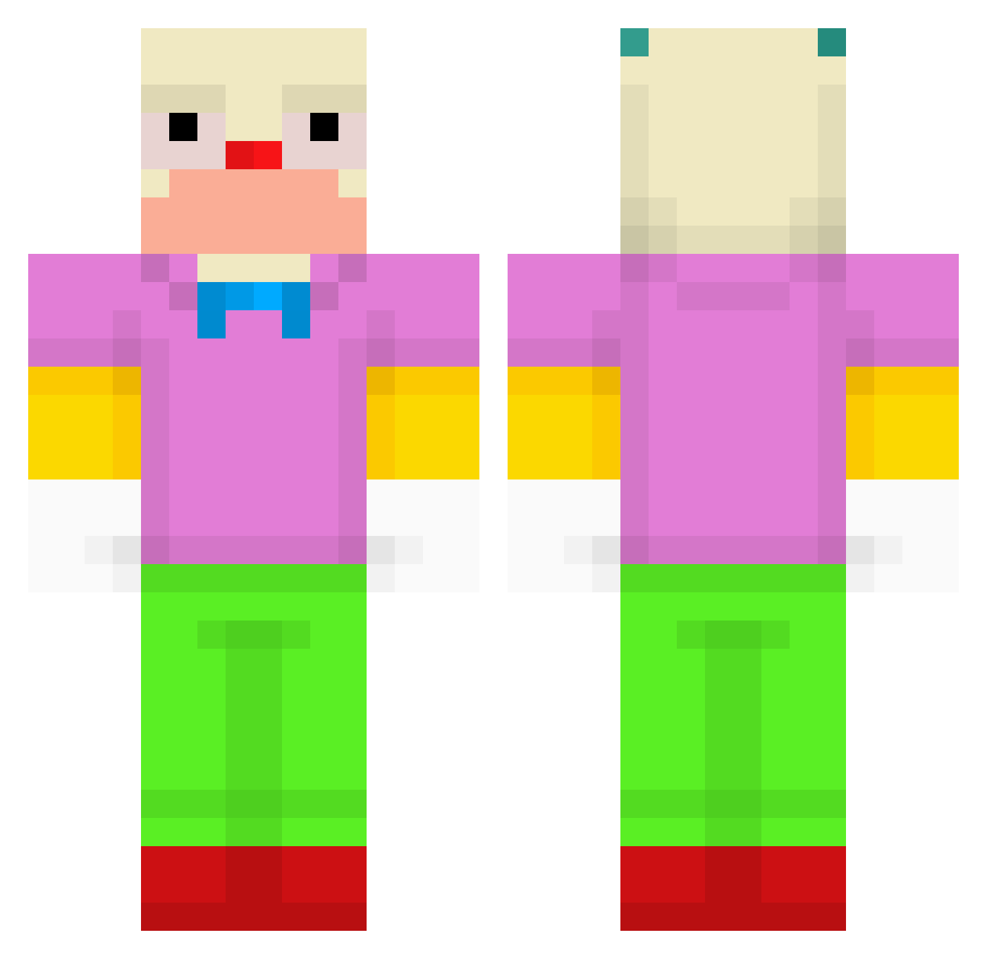 LHJ1 Minecraft skin, front and back view