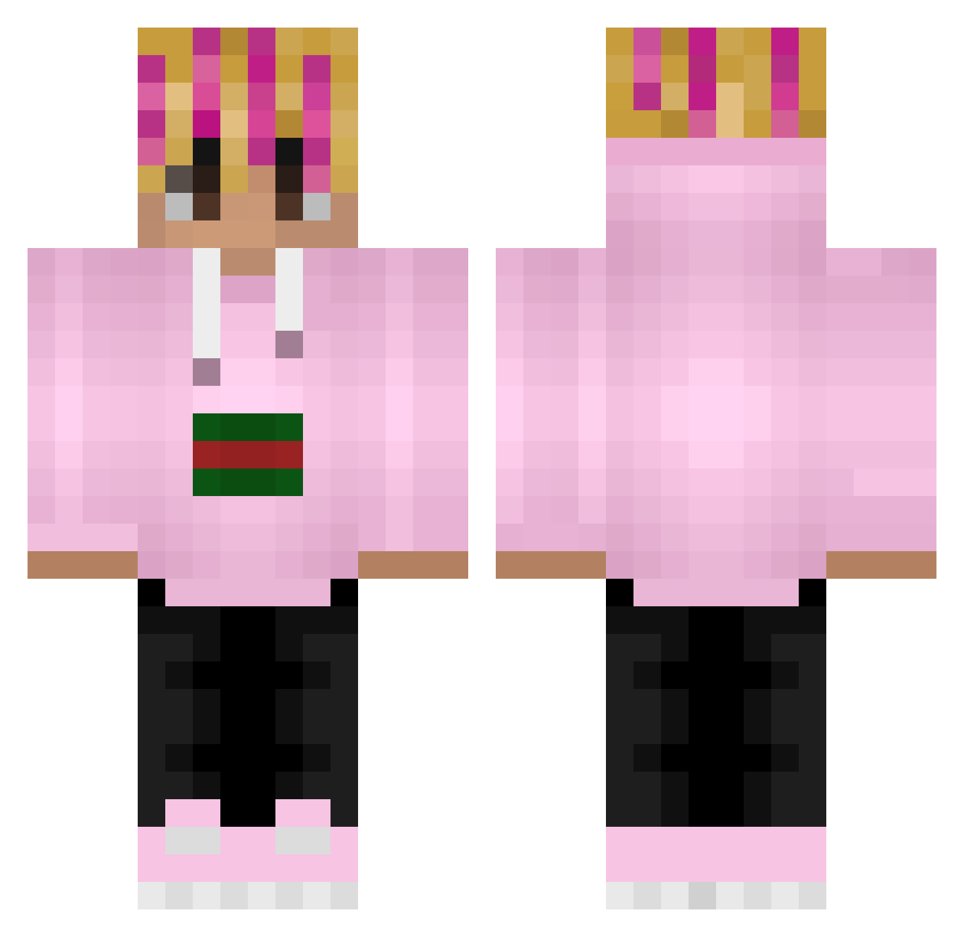 NinjaKac Minecraft skin, front and back view