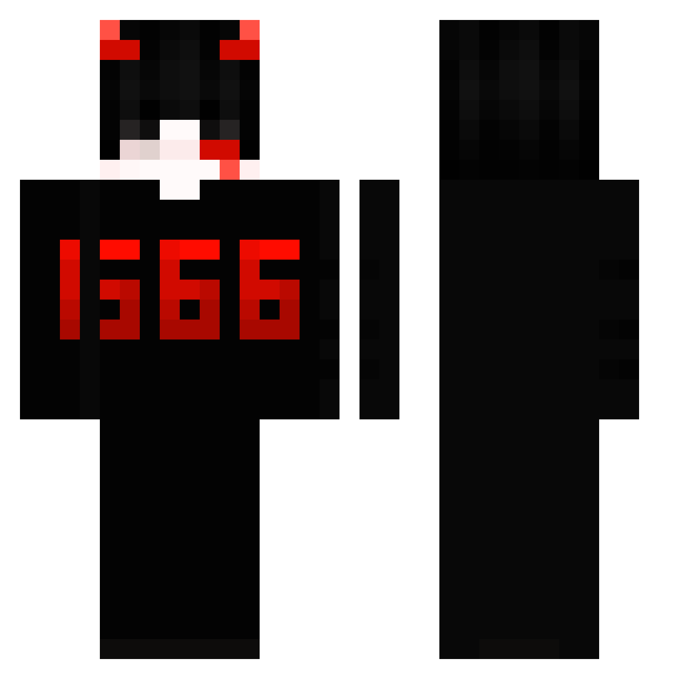 panickmode Minecraft skin, front and back view