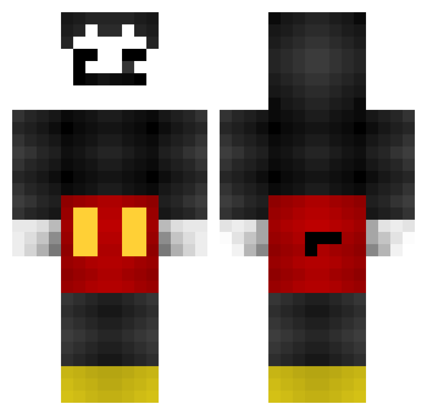 Qpalarva Minecraft skin, front and back view