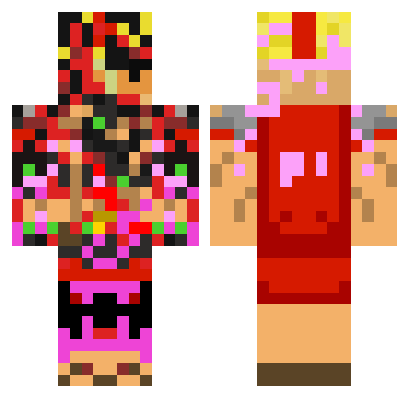 pretender Minecraft skin, front and back view
