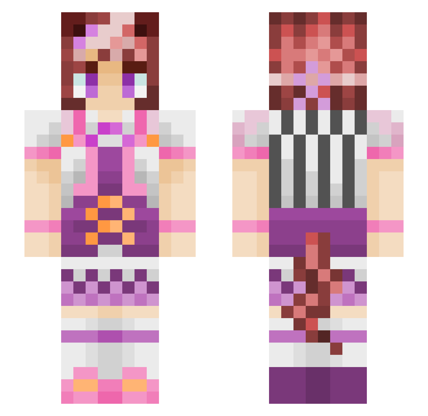 Cola64 Minecraft skin, front and back view