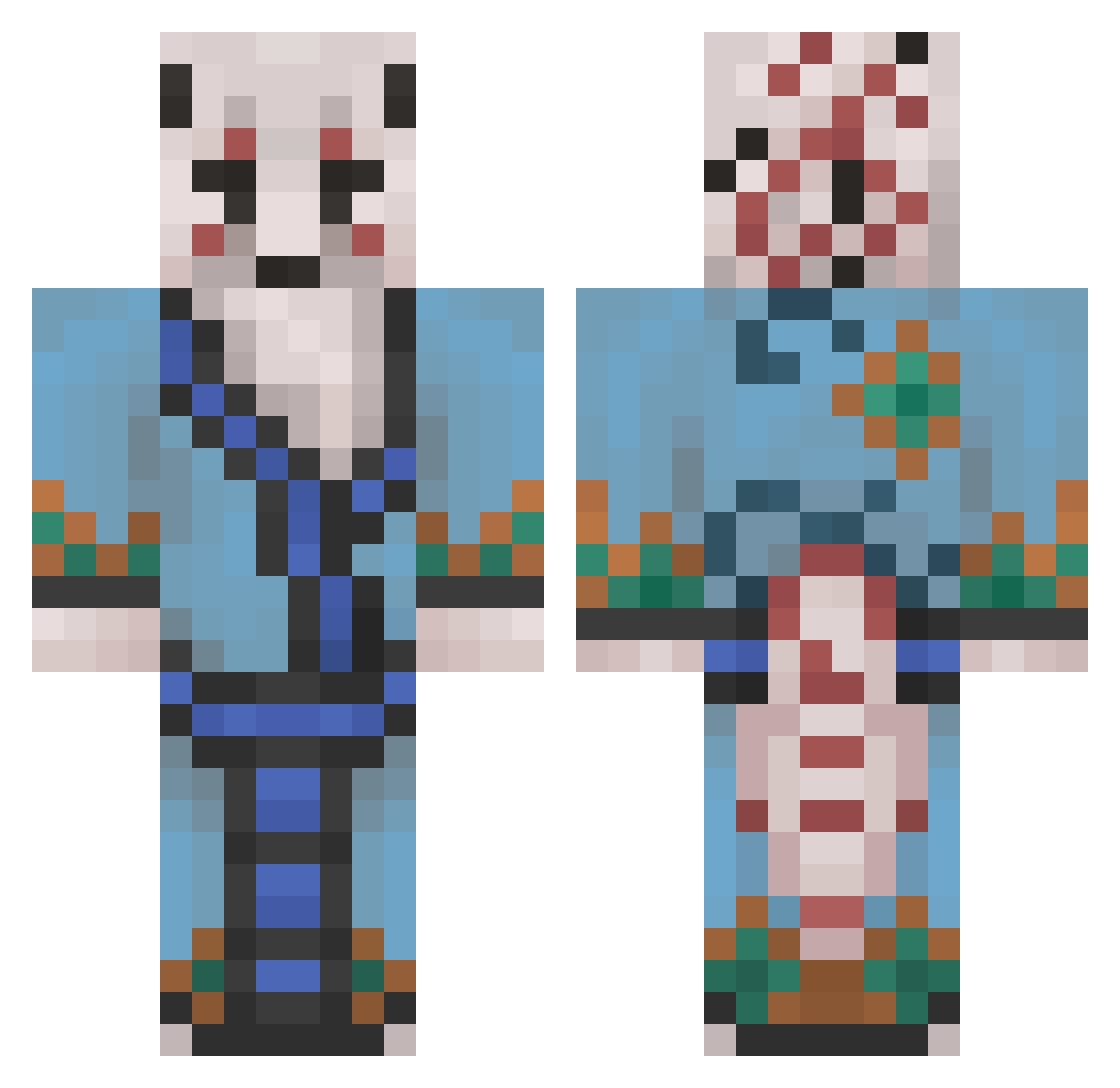 Dewolfi Minecraft skin, front and back view
