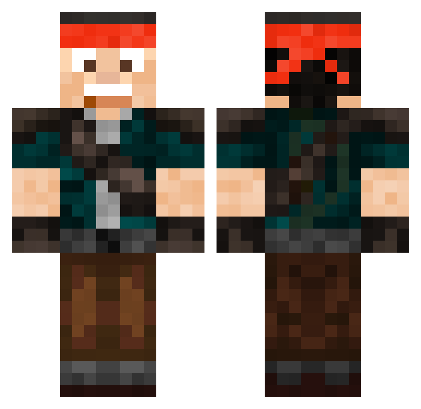 MinuteT3ch Minecraft skin, front and back view