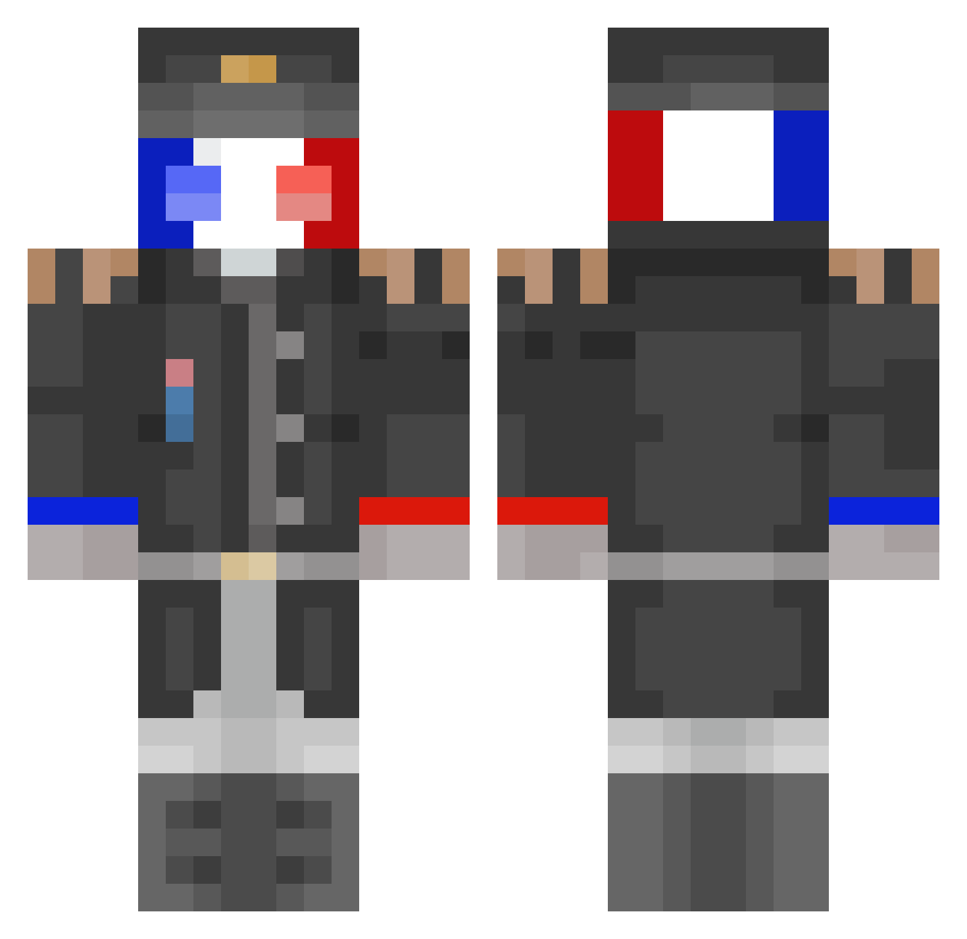 MisterMoi Minecraft skin, front and back view