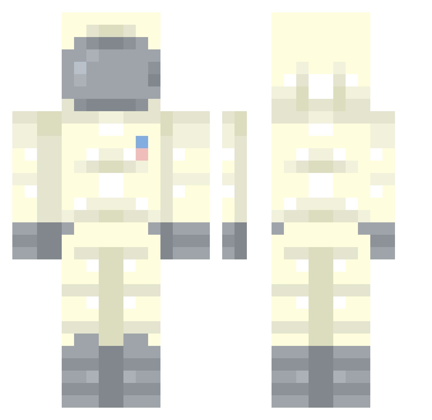 Jessermoo Minecraft skin, front and back view
