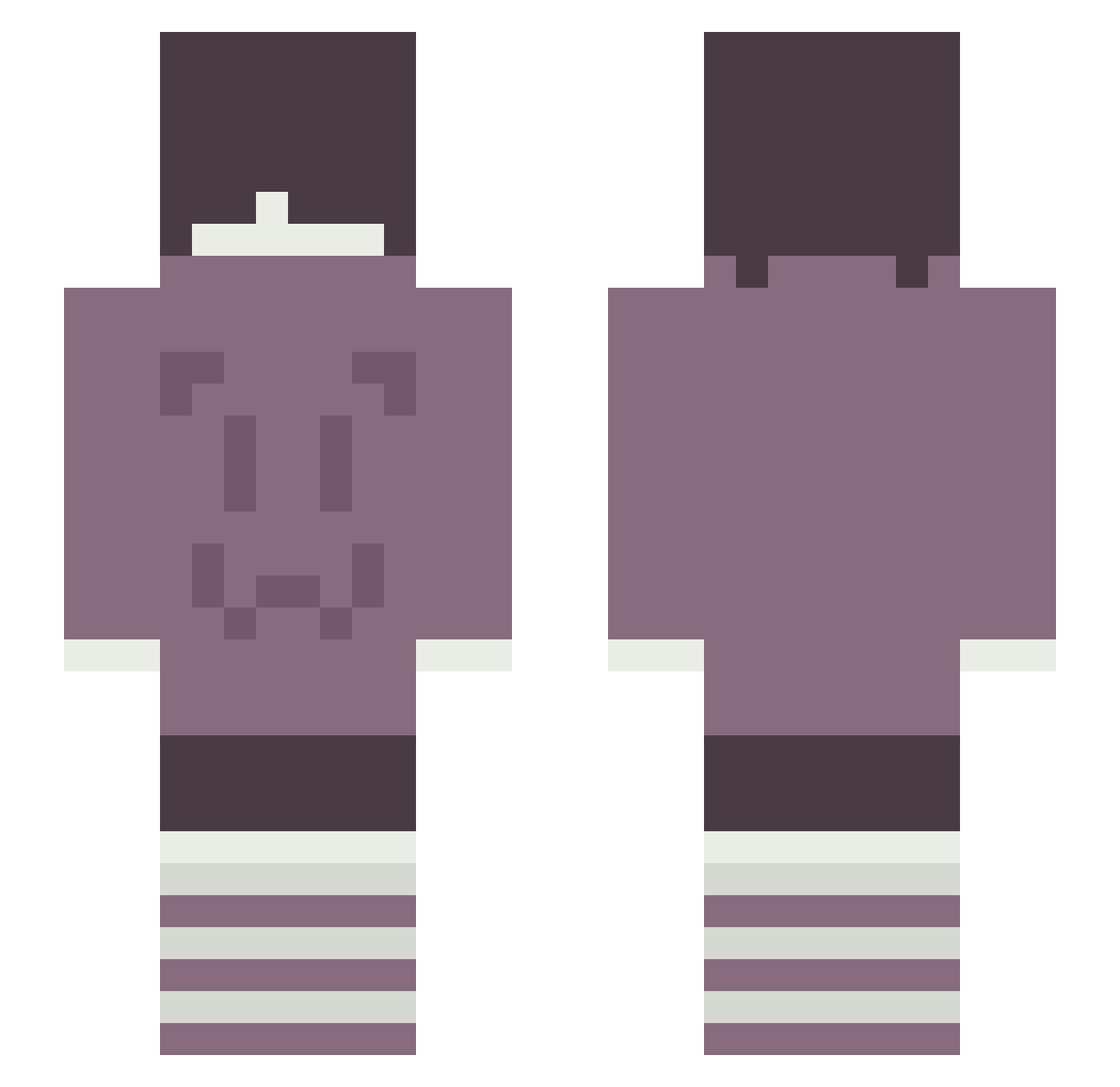 UsHut Minecraft skin, front and back view