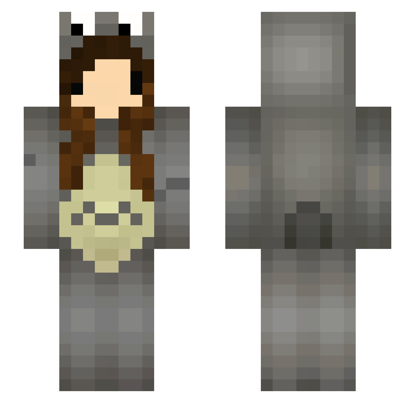 Wunhi Minecraft skin, front and back view