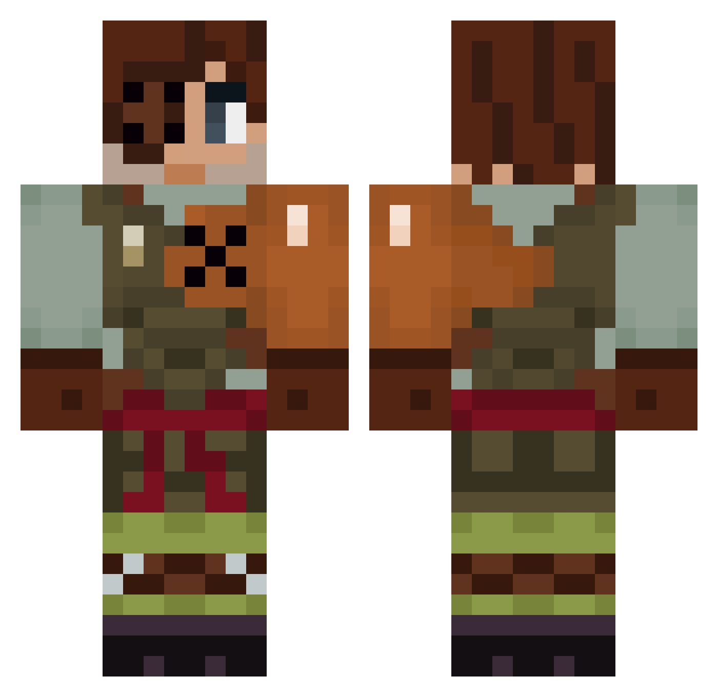 4ZXR Minecraft skin, front and back view