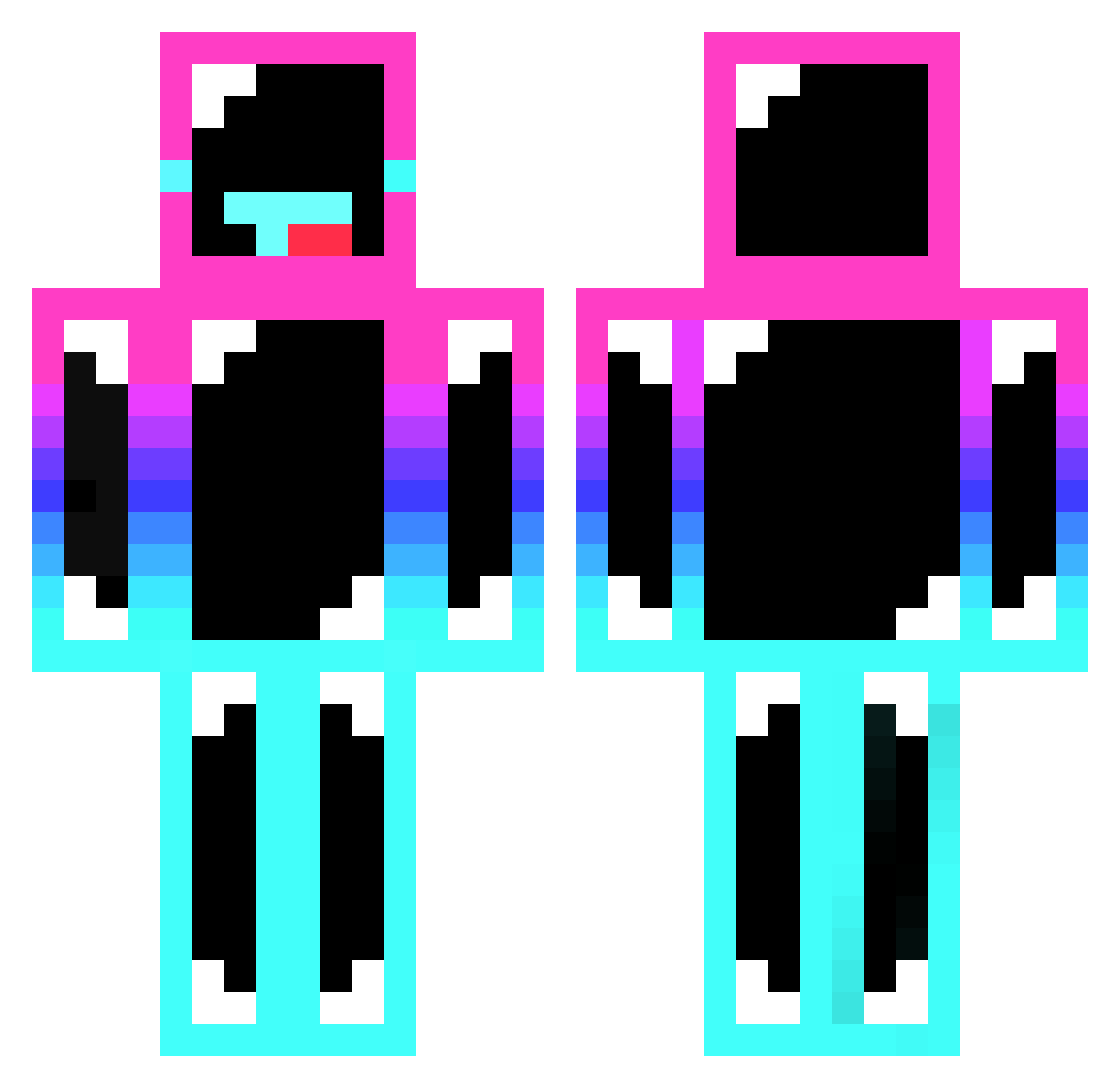 Syymo Minecraft skin, front and back view