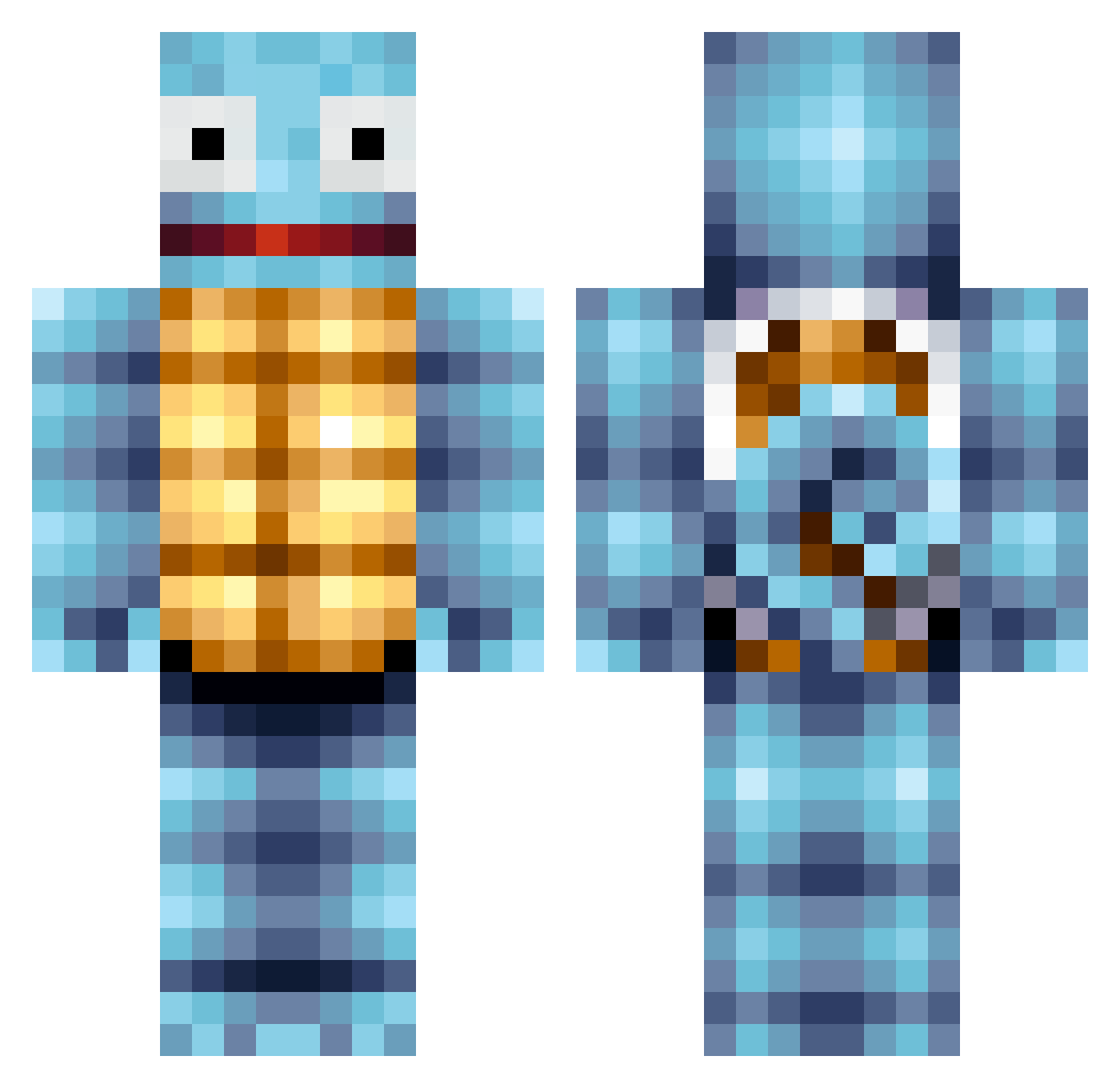 AftershockMC Minecraft skin, front and back view