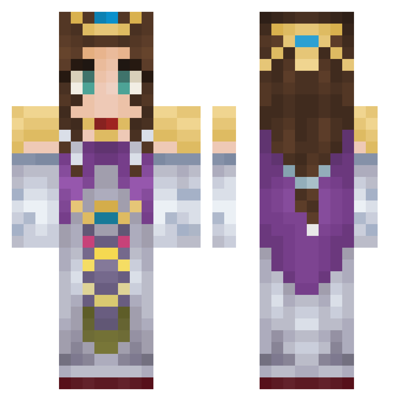 Gomayor Minecraft skin, front and back view