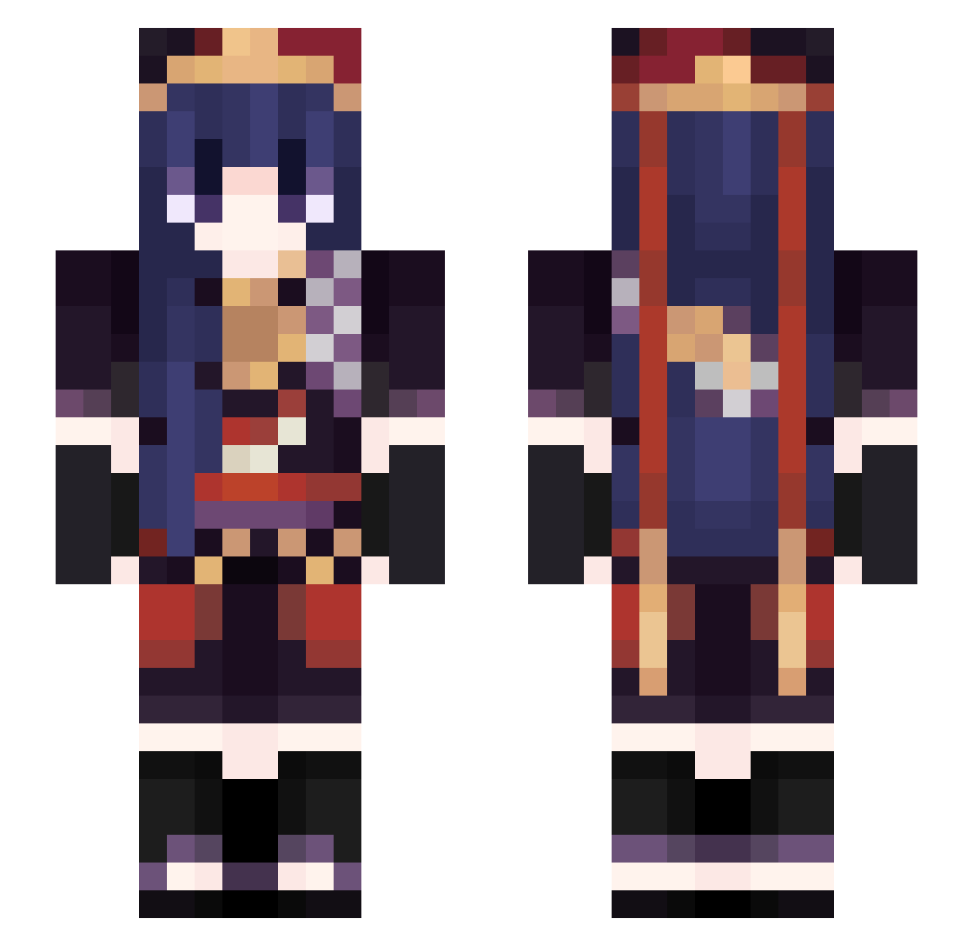 Kibotenshi Minecraft skin, front and back view